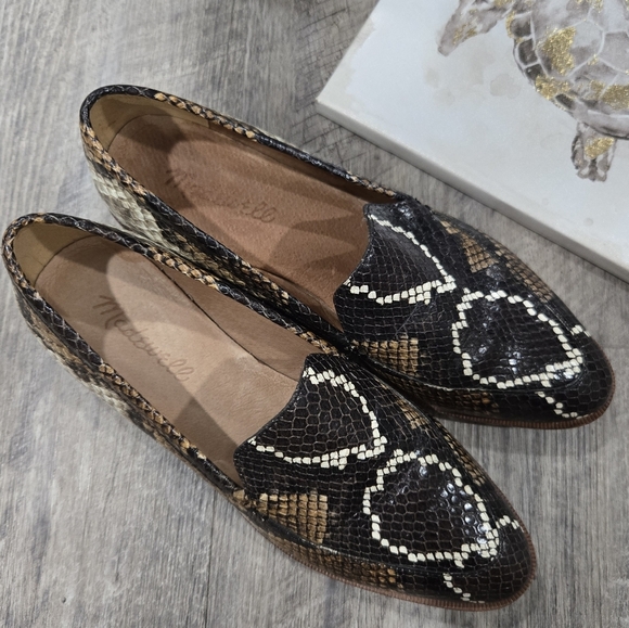 🐢 Madewell Frances Loafer Snake Embossed Leather Size 5.5 Excellent Condition - Picture 4 of 12
